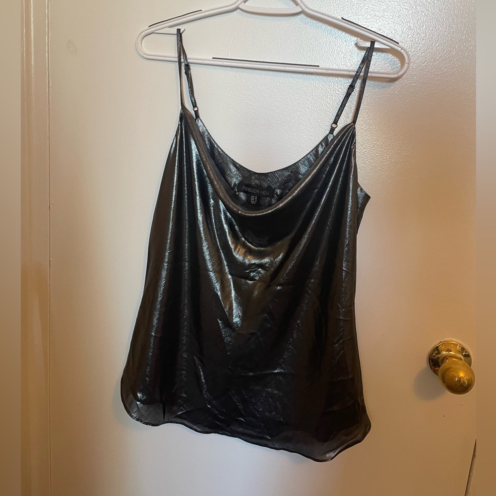 Slinky dark silver camisole.